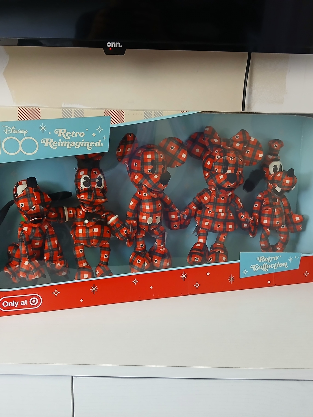 Disney Red Plaid Retro Collection Plush Set